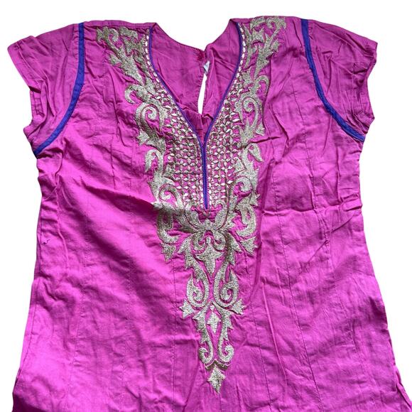 Anarkali salwar kameez Cotton Indian Pakistani Pink Green Dress Size M Wedding - Picture 9 of 13